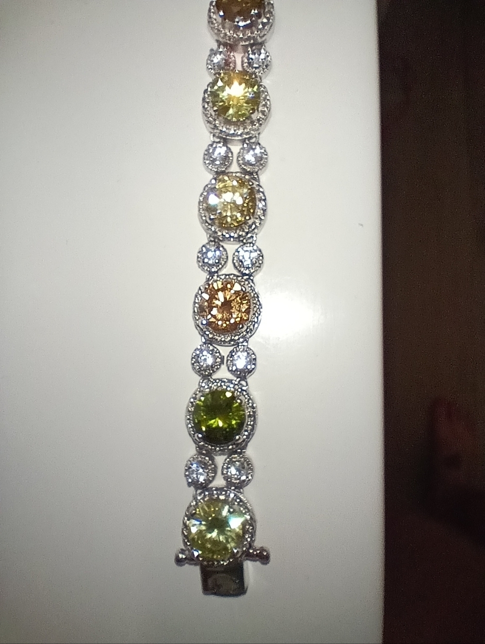 Curated Stylist Piece "Art Deco" Style Multicolored Gemstone Tennis Bracelet - Picture 6 of 6